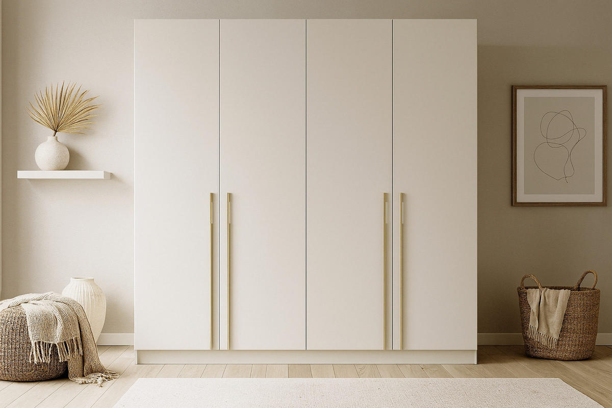 KLEIDERSCHRANK MIRELO 4D 200 cm breit in Kaschmir - Kaschmir, Holzwerkstoff (200/210/57cm) - Deine Möbel 24