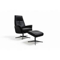 RELAXSESSEL-SET JOSIANE Schwarz Lederfaserstoff Relaxfunktion - Schwarz, Leder/Metall (78/107/87cm) - KAWOLA