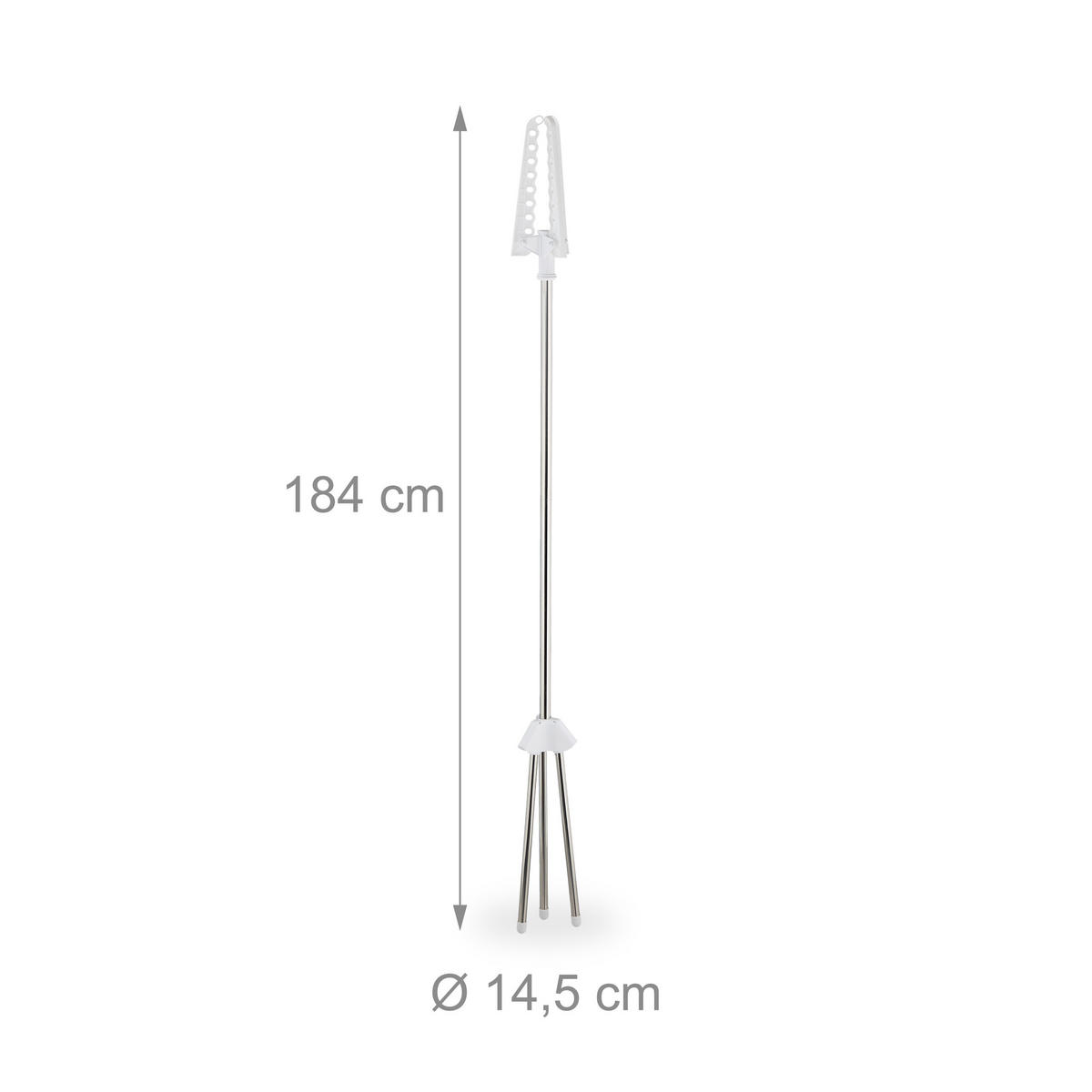 ŽEHLIACI sušiak - strieborná, kov/plast (62/150/52cm) - Relaxdays