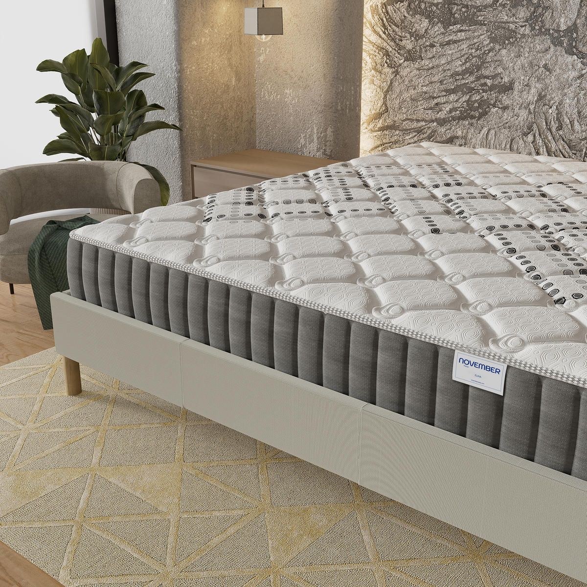 TASCHENFEDERKERNMATRATZE höhe 20cm 180x200cm - Weiß, Naturmaterialien (180/200cm) - November Sleep