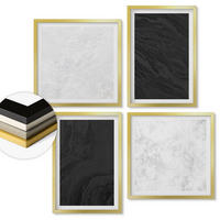 WANDBILDER 4er Set - 50x50 cm & 40x60 cm Goldrahmen - Dunkles Licht, glamouröse Marmor - Goldfarben, Kunststoff (50/50cm) - ArtPrintCave