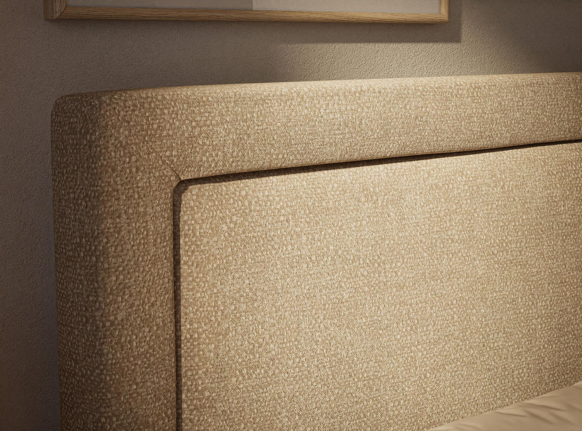 BOXSPRINGBETT Fresco 200/200 cm, in Beige, Bettkasten, Matratze, Topper - Beige/Schwarz, Holz/Holzwerkstoff (200/200cm) - Maison de Reve