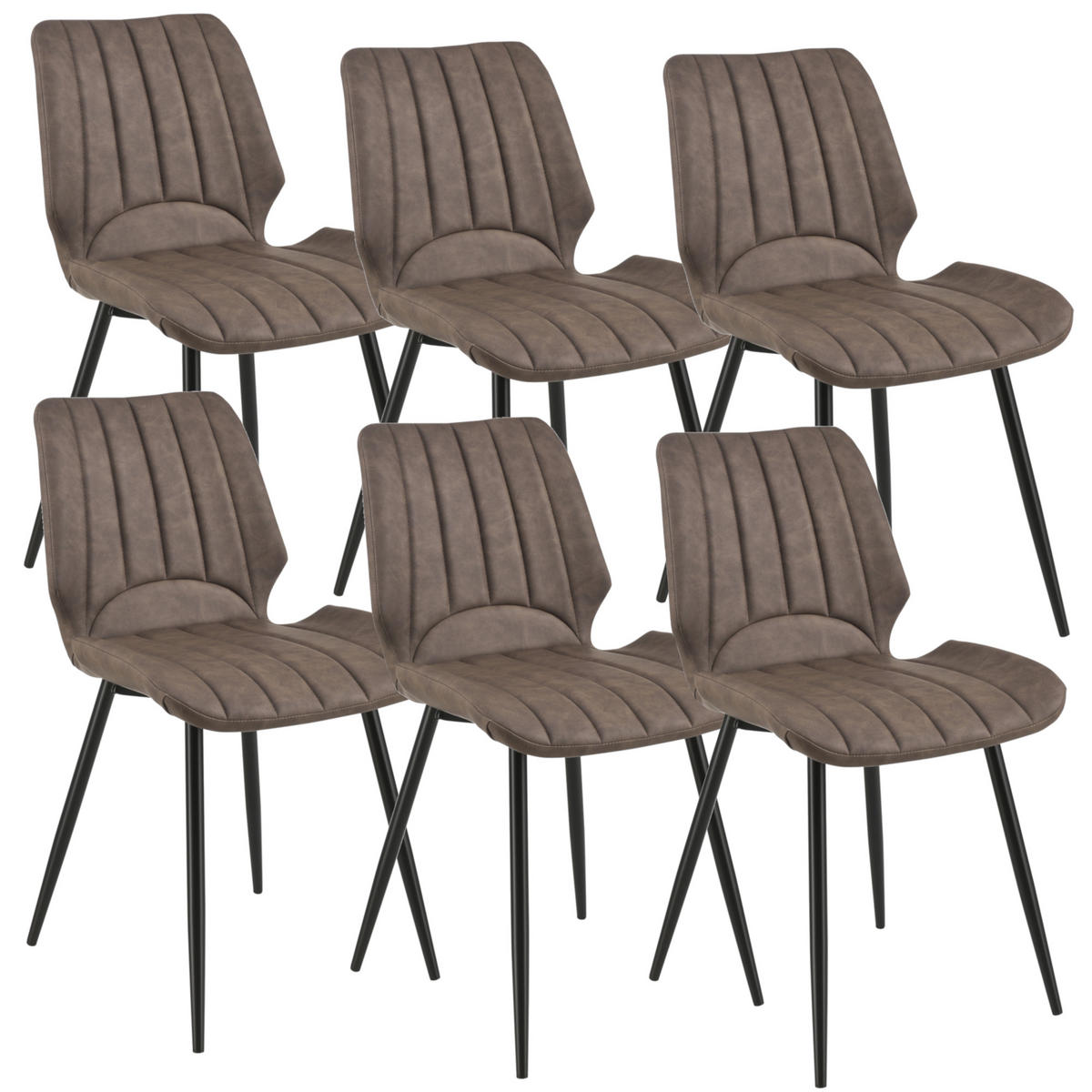 ESSZIMMERSTUHL Mendoza 6er Set - Braun, Leder (58/77/46cm) - [en.casa]