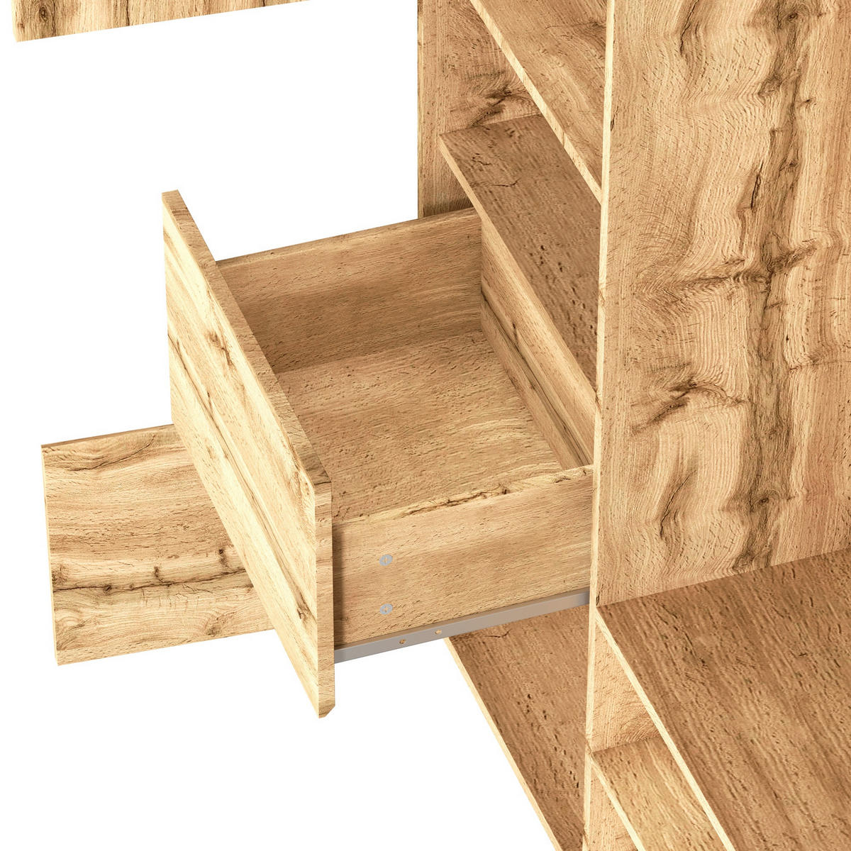 GARDEROBE-SET in Naturfarben mit Spiegel und Sitzbank für Flur und Eingangsbereich, B90/T34.5/H190 cm - Naturfarben, Glas/Holzwerkstoff (90/190/34.5cm) - STILVORA
