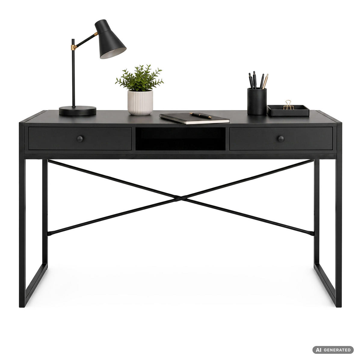 SCHREIBTISCH ELOSNIS 123 cm Schwarz - Schwarz, Holzwerkstoff (123/48/80.5cm) - Akord