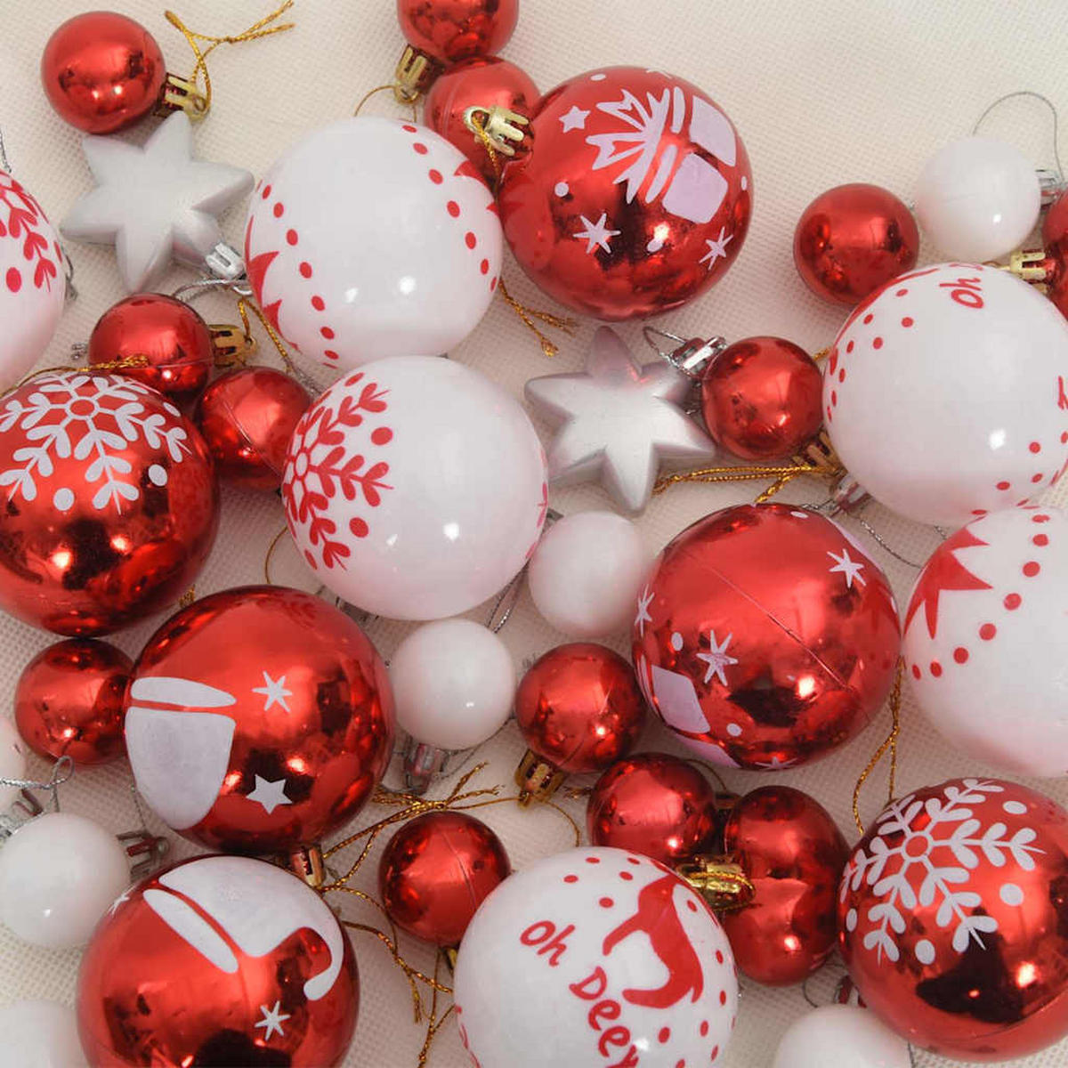 WEIHNACHTSKUGEL-SET 40 -teilig 6/6/6 cm Rot Kunststoff - Rot, Kunststoff (6/6/6cm) - vidaXL