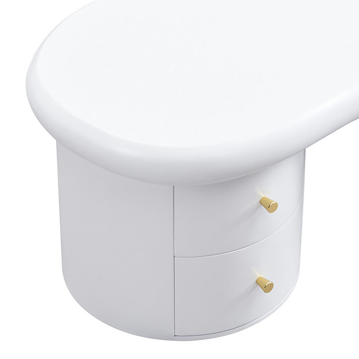 COUCHTISCH 100/60/45 cm weiß mit unregelmäßiger Form 2 Schubladen - Weiß, Holzwerkstoff (97/64/42cm) - OKWISH