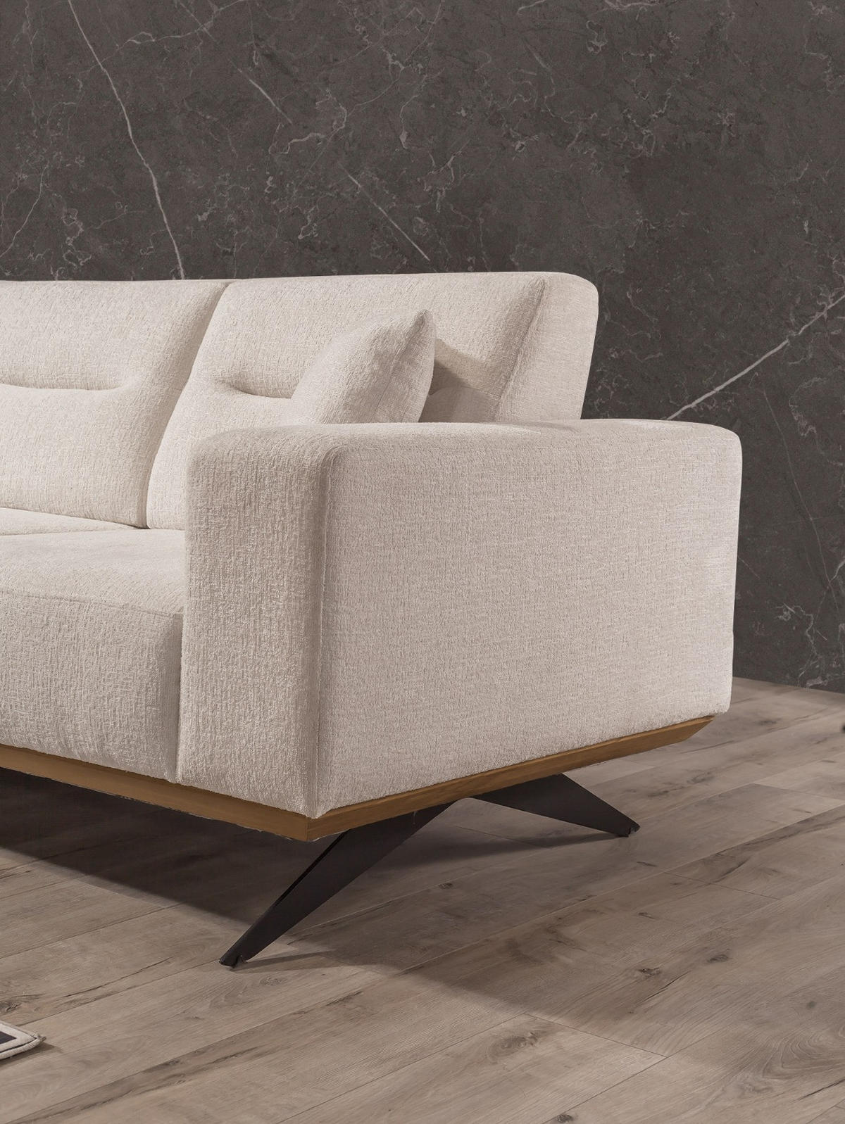 SITZGARNITUR Soprano Creme Stellvariante:3+3+1 - Creme, Holz/Textil (235/85/100cm) - Villa Möbel