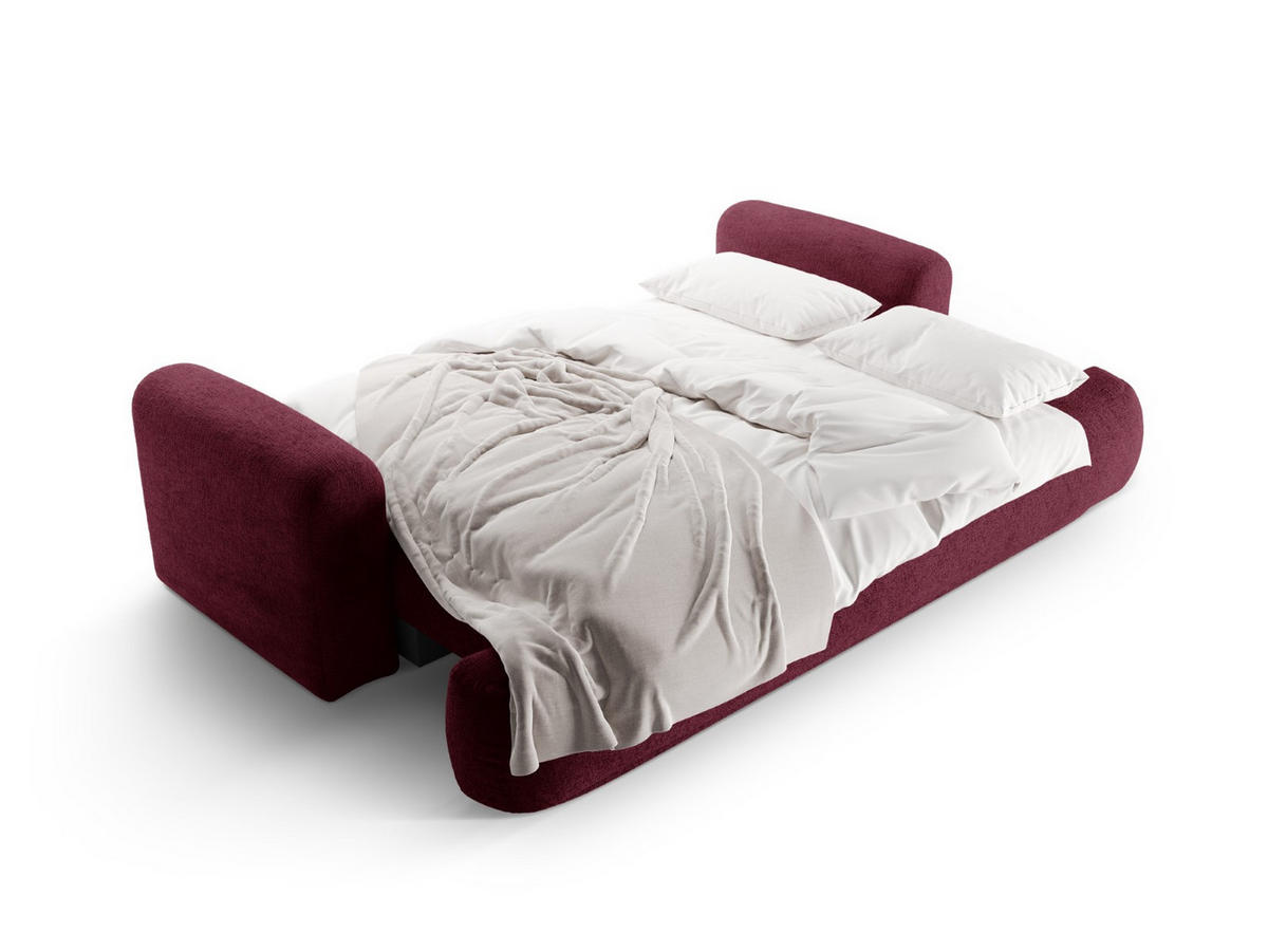 SOFA ausklappbar mit Bettkasten Ella aus strukturiertem Stoff burgundfarben 3 Sitzplätze - Bordeaux, Textil (108/94/271cm) - Micadoni