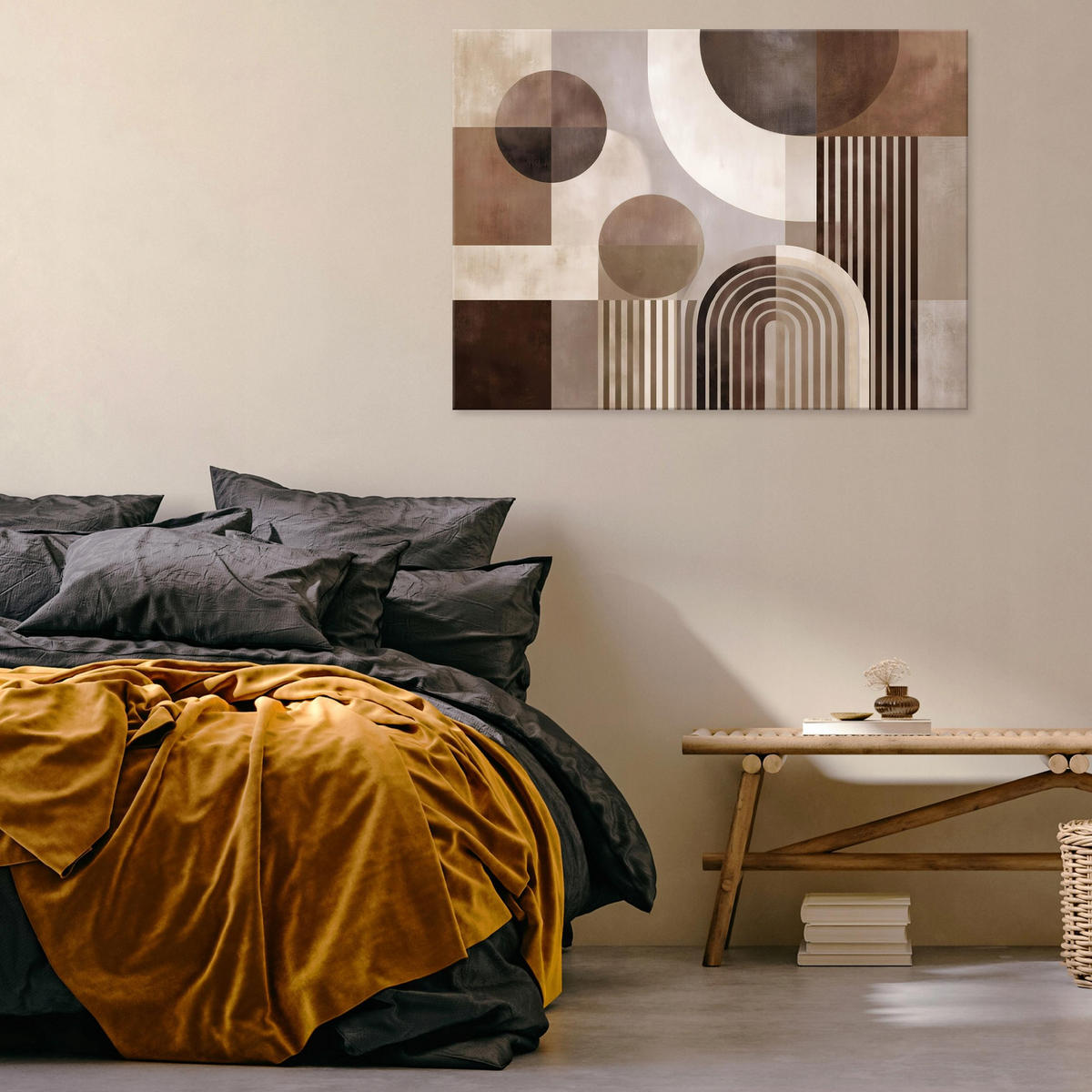 LEINWANDBILD Abstraktion Geometrisch Braun 120x80 cm - Multicolor, Holzwerkstoff (120/80cm) - Wallarena