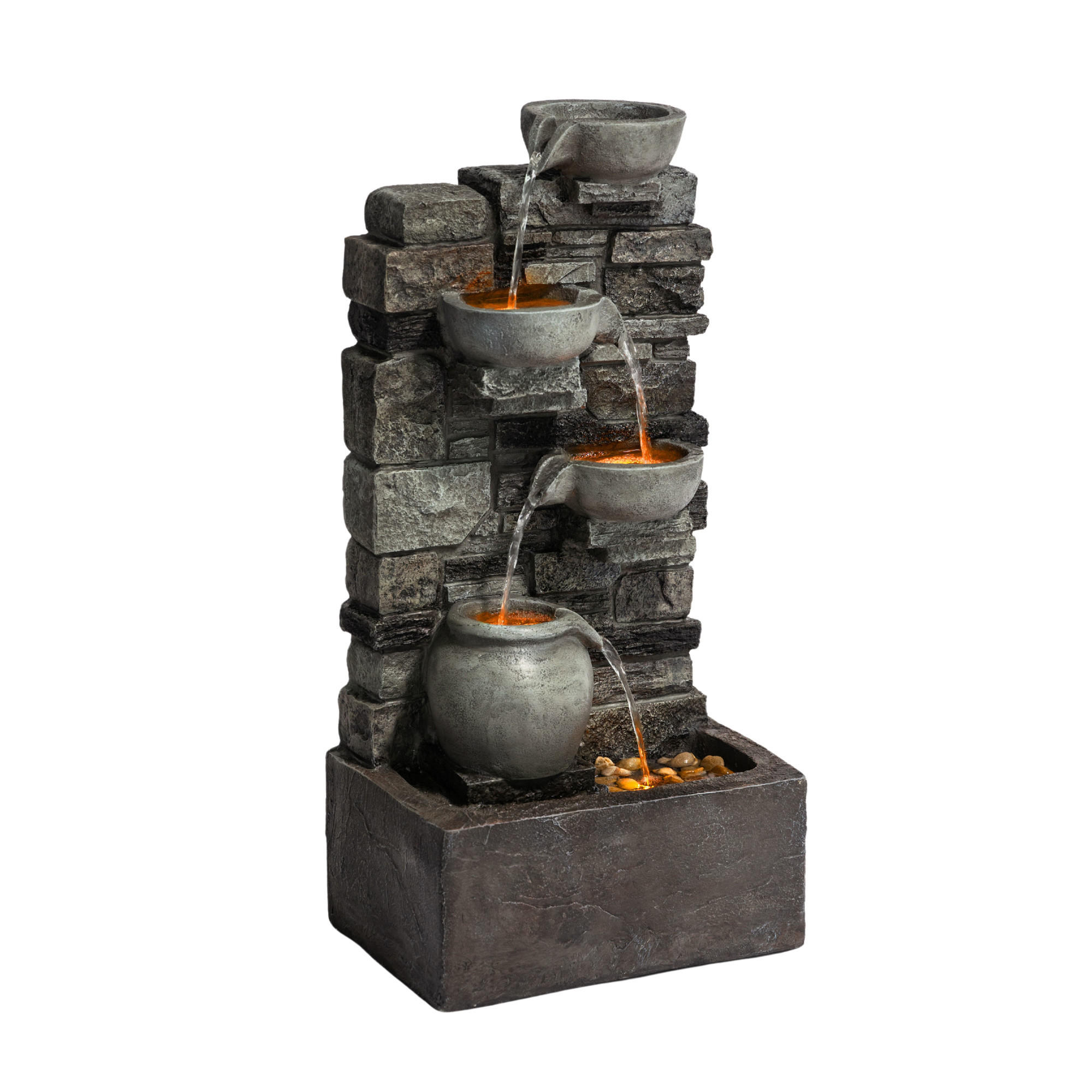 Teamson Home Gartenbrunnen Grau 34.75x72.39x25.73 cm