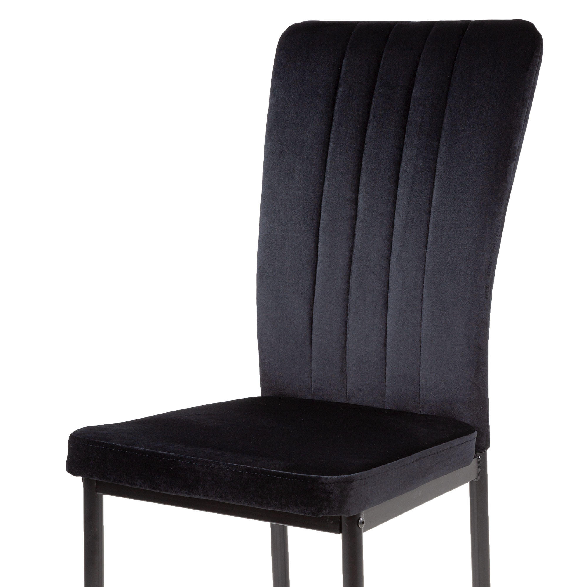 STUHL MODENA Samtbezug Metallbeine 6er Set Schwarz - Schwarz, Textil/Metall (42/96/43cm) - Albatros
