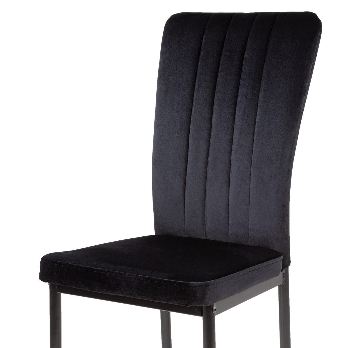 STUHL MODENA Samtbezug Metallbeine 4er Set Schwarz - Schwarz, Textil/Metall (42/96/43cm) - Albatros
