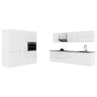 KÜCHENZEILE 400 cm - Aspen K65-M400 - in Weiß/Hochglanz - Weiß Hochglanz, Holz (240/212/160cm)