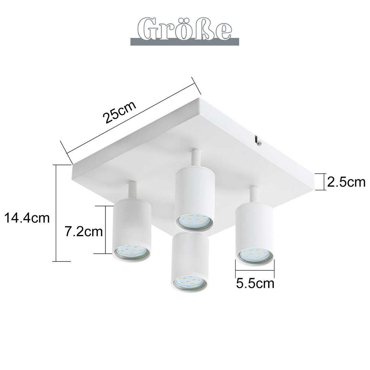 STRAHLER Baunach 4-flammig 25/25/14.4 cm - Weiß, Metall (25/25/14.4cm) - Nettlife