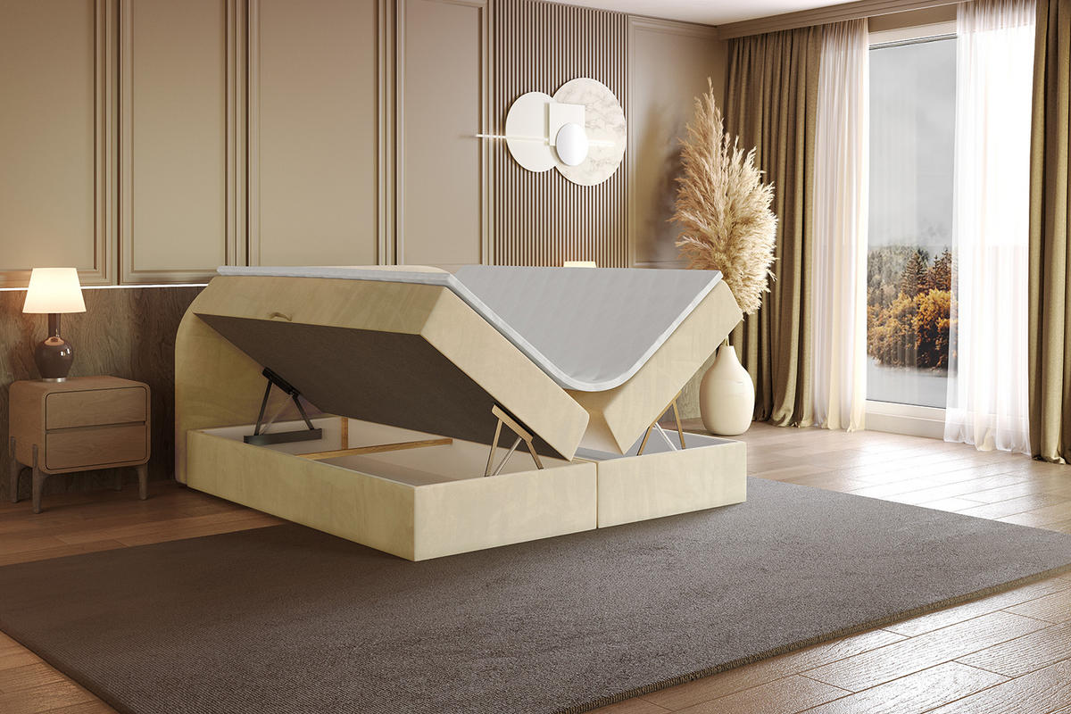 BOXBETT mit Matratze H3 und Lattenrost - NOX - 120x200 - Beige Monolith - Beige, Holzwerkstoff/Kunststoff (120/200cm) - ALTDECOR