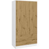 DREHTÜRENSCHRANK Look 90/180/50 cm 2-türig mit Schubladen weiß+eiche artisan - Weiß/Eiche Artisan, Holzwerkstoff (90/180/50cm) - Beautysofa
