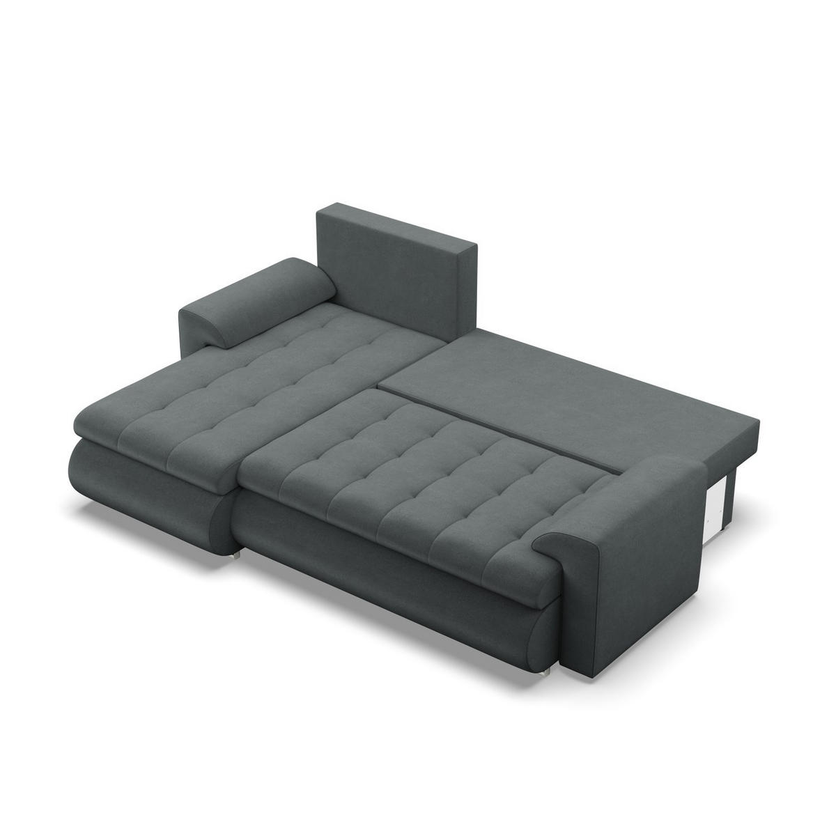 ECKSOFA LINKS MIT SCHLAFFUNKTION FORESTA, Dunkelgrau - Dunkelgrau, Textil (230/159cm) - Mebligo