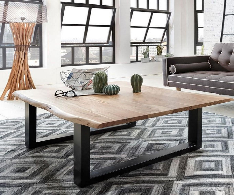 COUCHTISCH NOAH - Beige/Schwarz, Holz (80/120/40cm) - SAM
