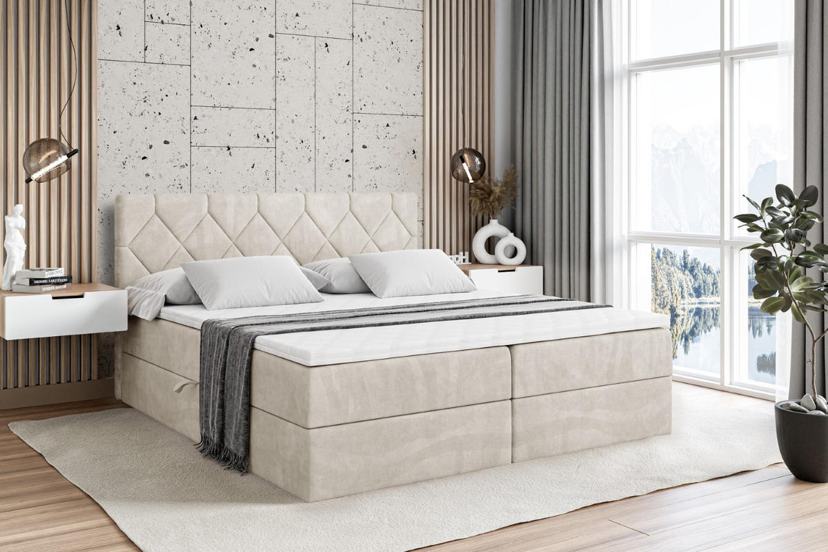 BOXBETT mit Matratze H3 und Lattenrost - CATOR - 160 x 200 Ecru - Ecru, Holzwerkstoff (160/200cm) - ALTDECOR