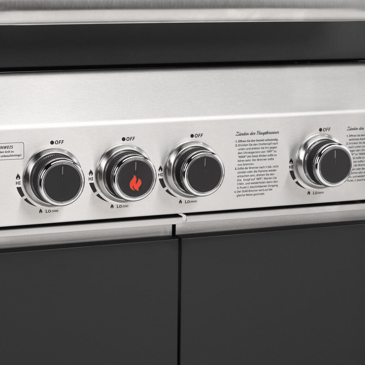 GASGRILL BLACK 3+1 - Schwarz, Metall (128/114/55cm) - TAINO