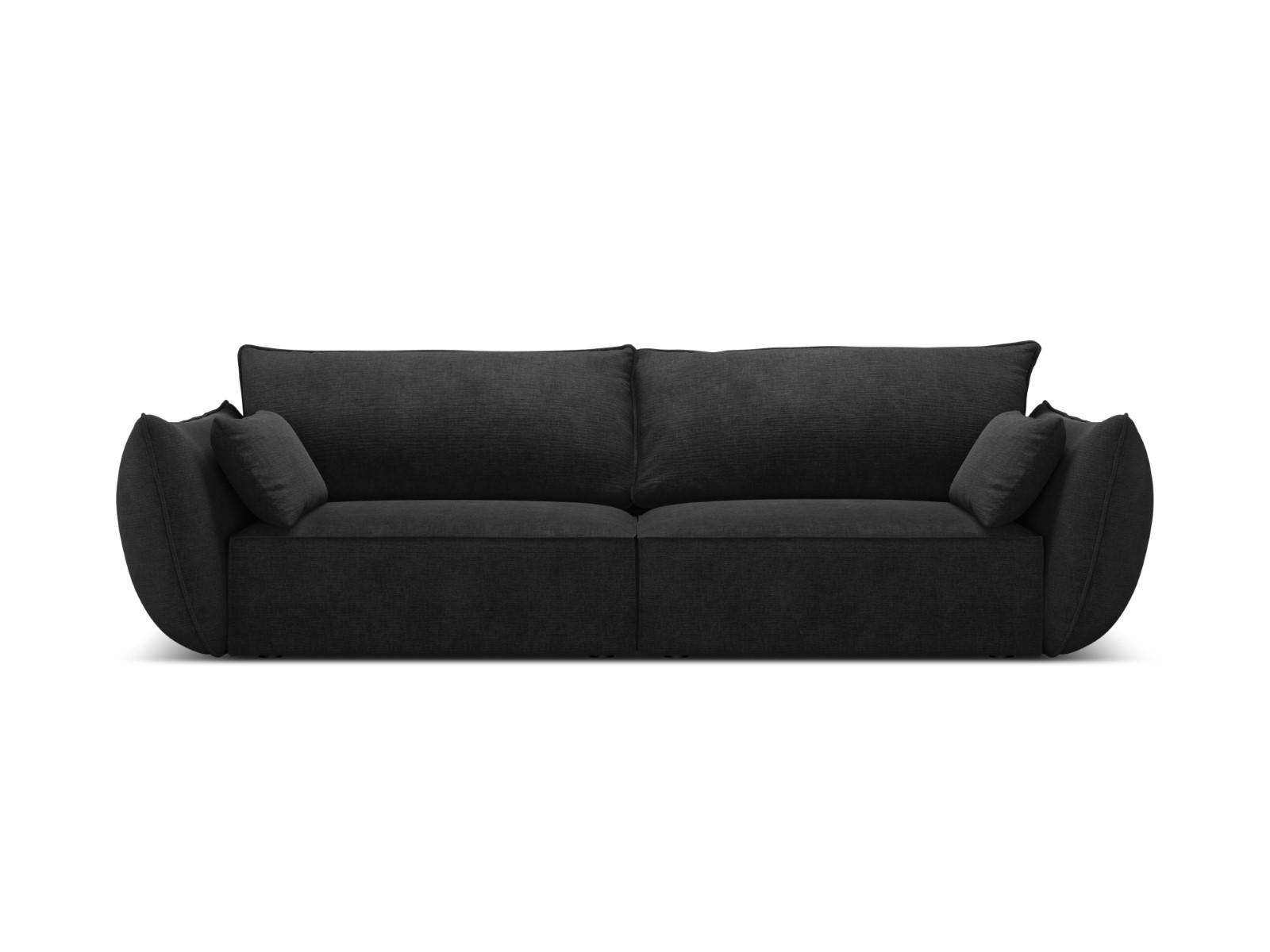 SOFA Kaelle aus Chenille-Stoff schwarz 3 Sitzplätze - Schwarz, Textil (100/85/208cm) - Micadoni