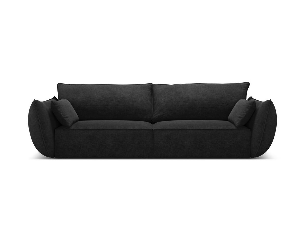SOFA Kaelle aus Chenille-Stoff schwarz 3 Sitzplätze - Schwarz, Textil (100/85/208cm) - Micadoni