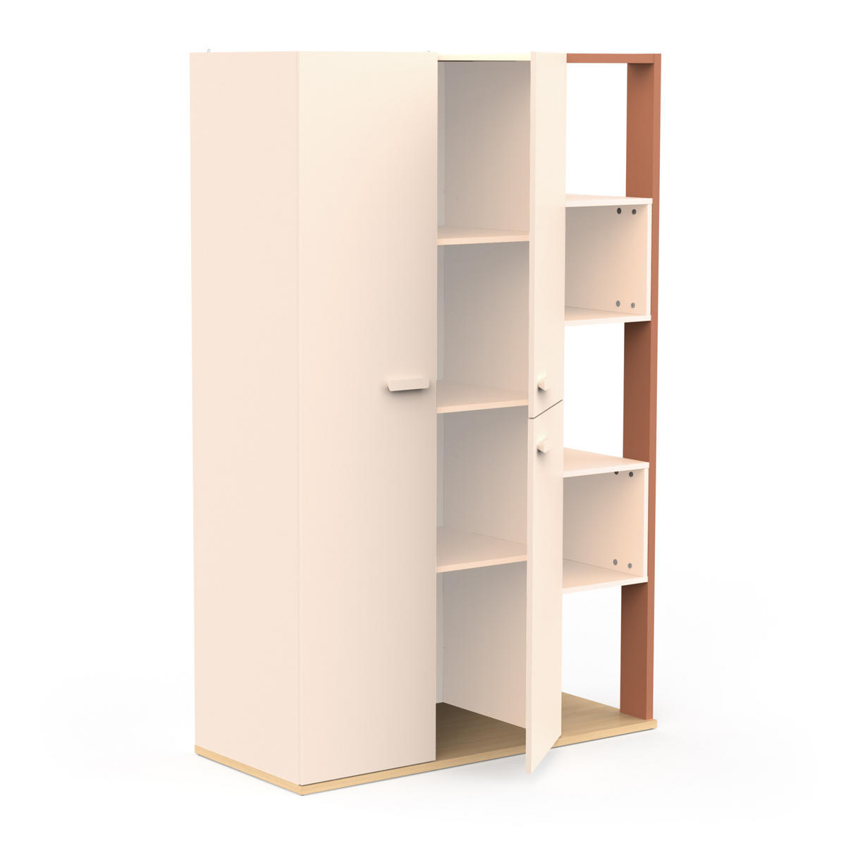 SCHRANK, 3 Türen, 5 Nischen - Modell CAMILLIA - Beige - 119,7 x 51,5 x 186,9 cm - Beige, Holz (51.5/186.9/119.7cm) - Demeyere