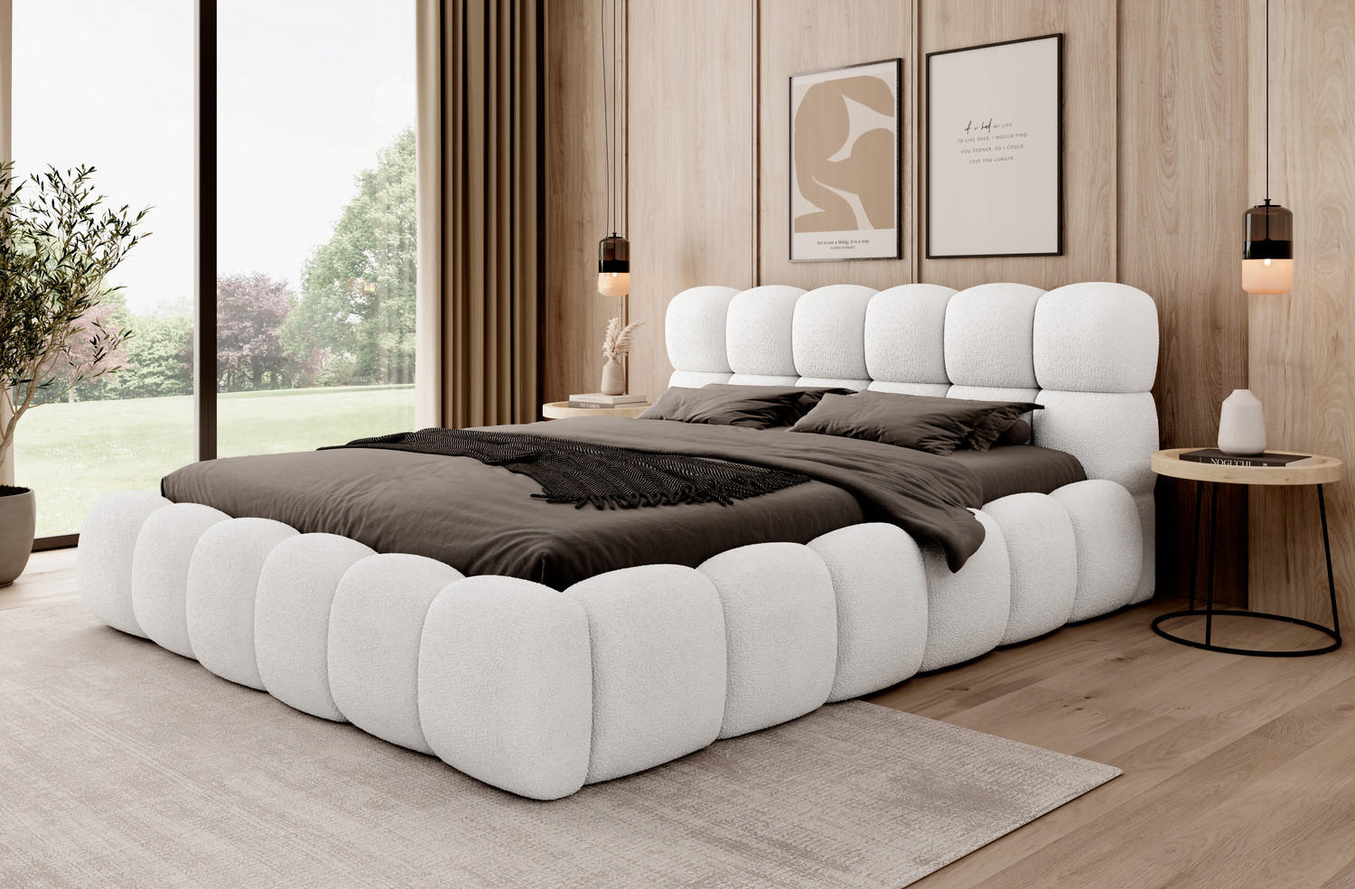 POLSTERBETT MORRICE 200x200 WEISS - Weiß, Textil/Metall (200/200cm) - Luxkor24