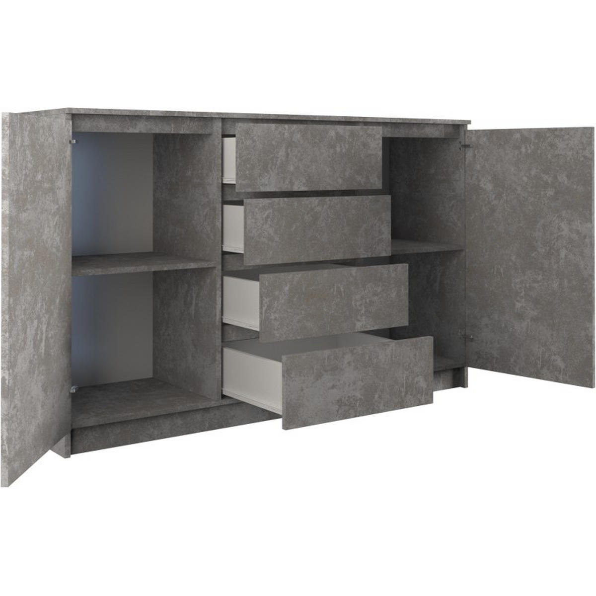 KOMMODE 2d4s 140 beton - Grau, Holzwerkstoff (140/99/35cm) - roe furniture