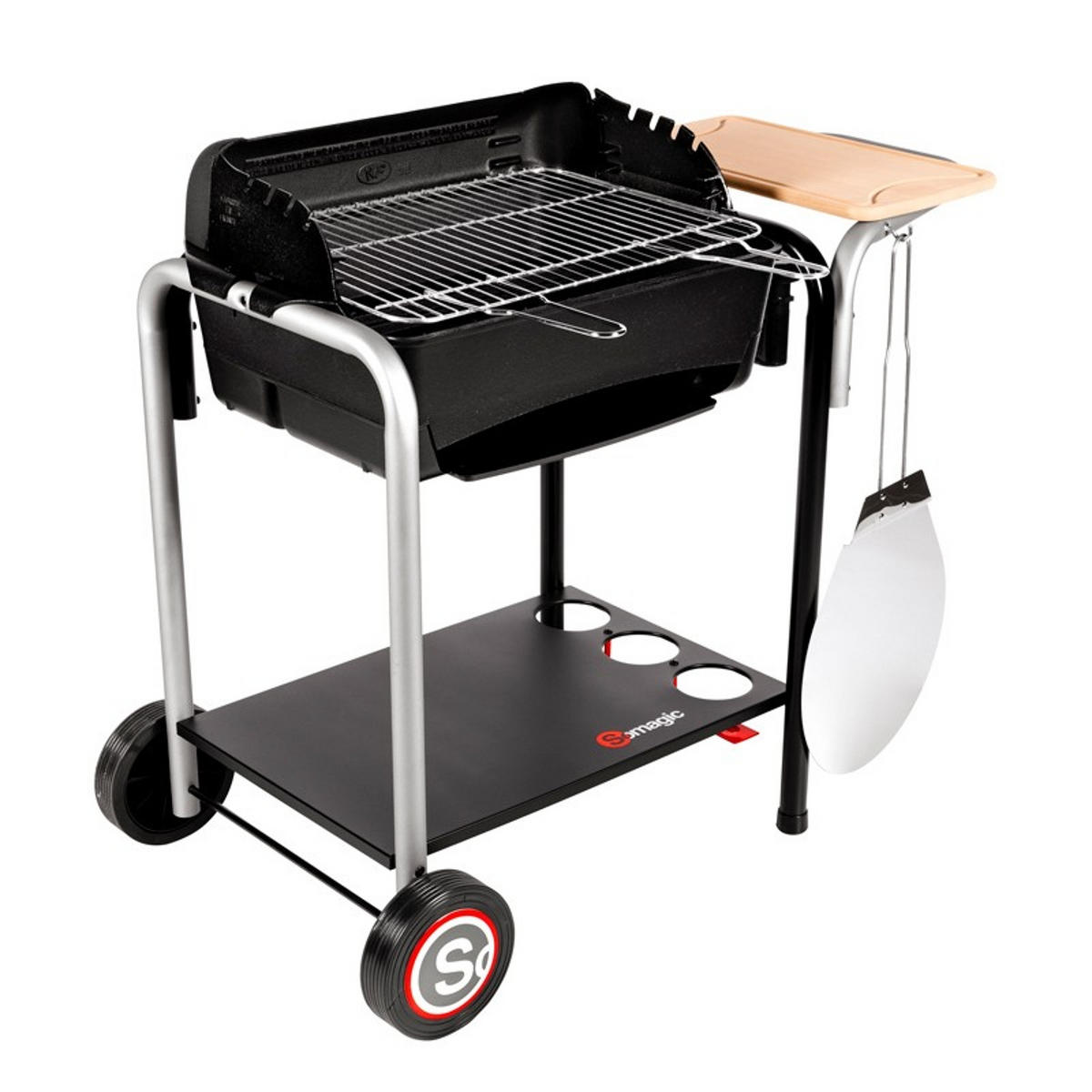 HOLZKOHLEGRILL Roma Schwarz - Schwarz, Metall (57.5/84.5/106.5cm) - Somagic