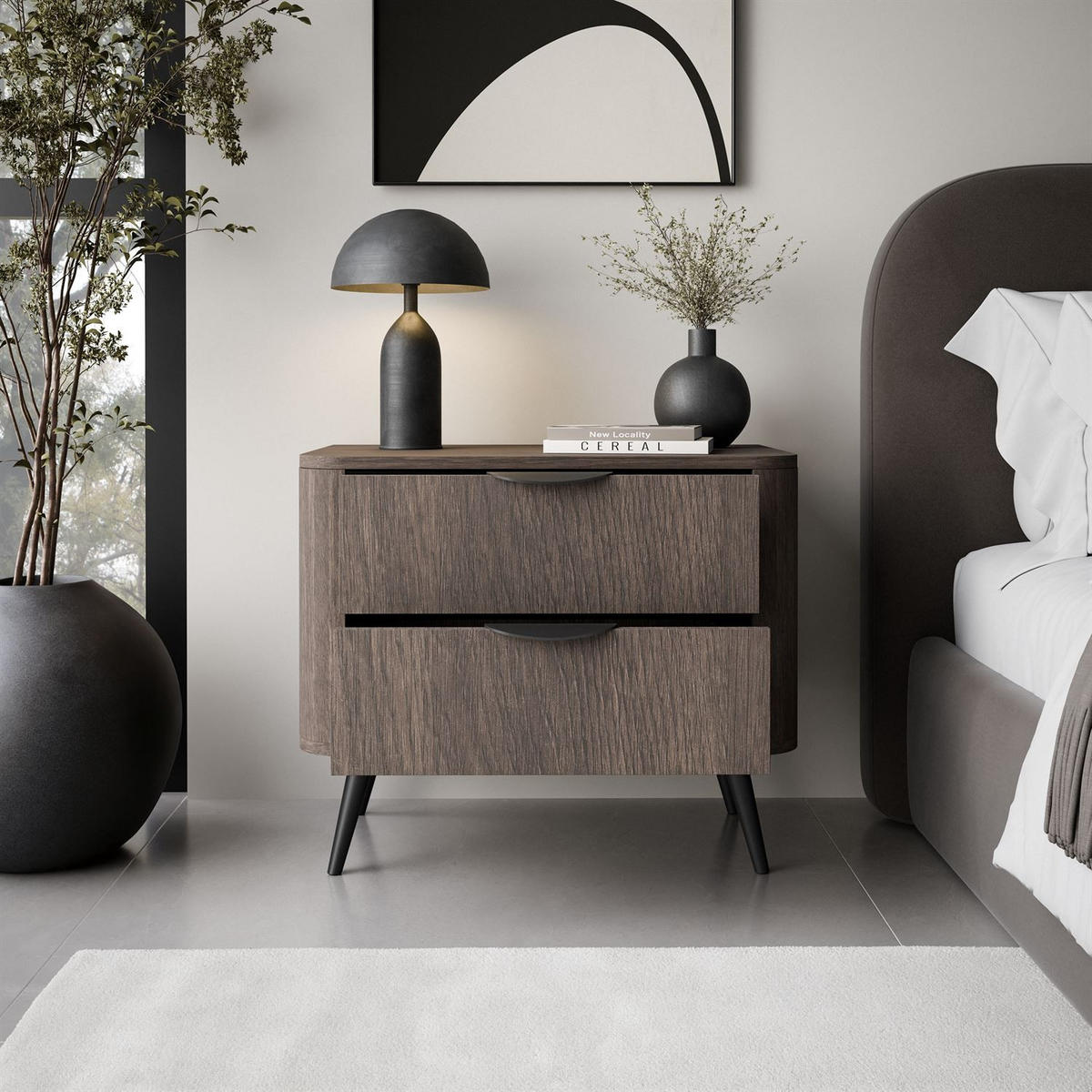 NACHTTISCH TWILIGHT mit Schubladen - Eichefarben, Holzwerkstoff (63/55/38cm) - Lookway