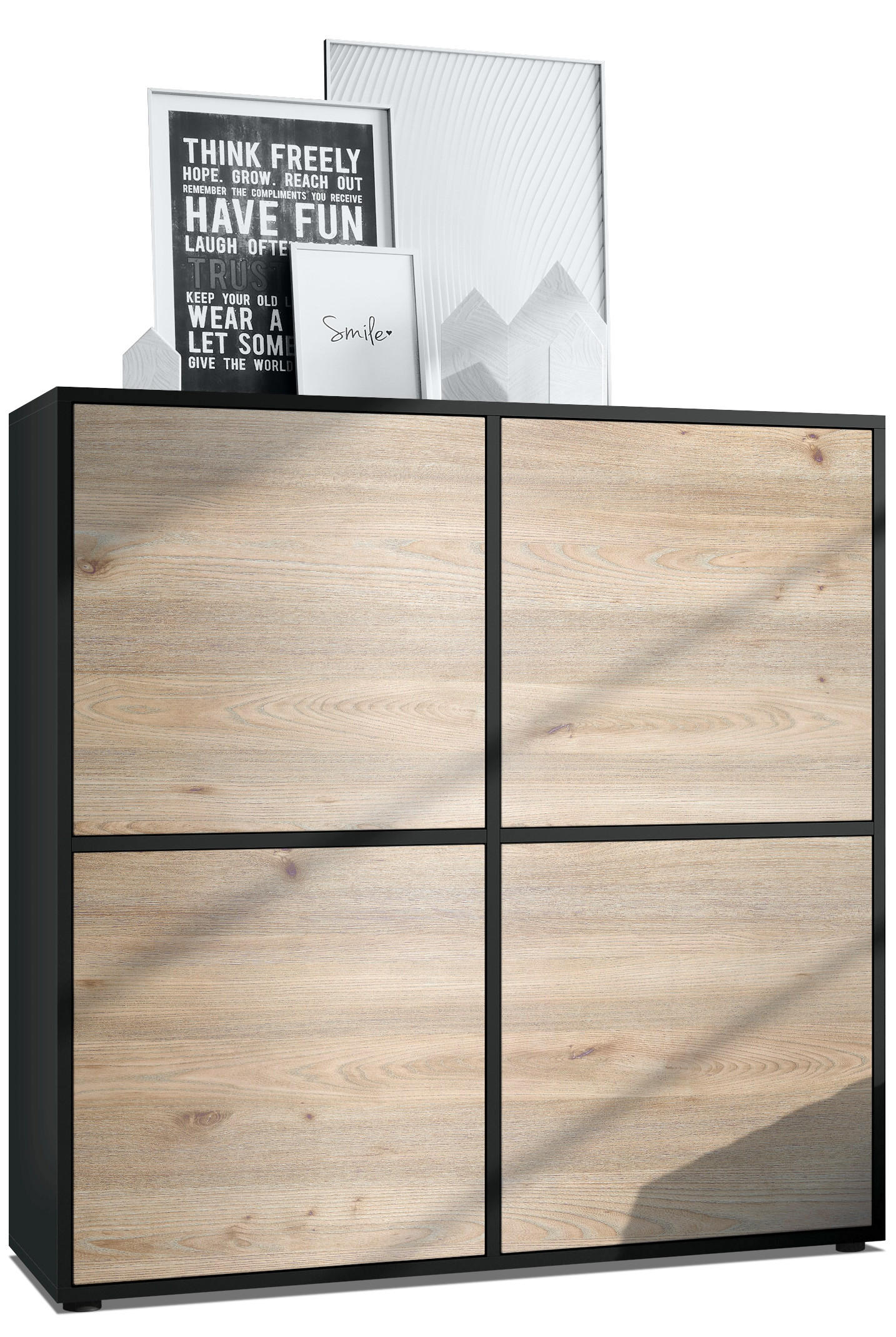 Vladon Highboard Silbereichen 104x105.5x35.5 cm
