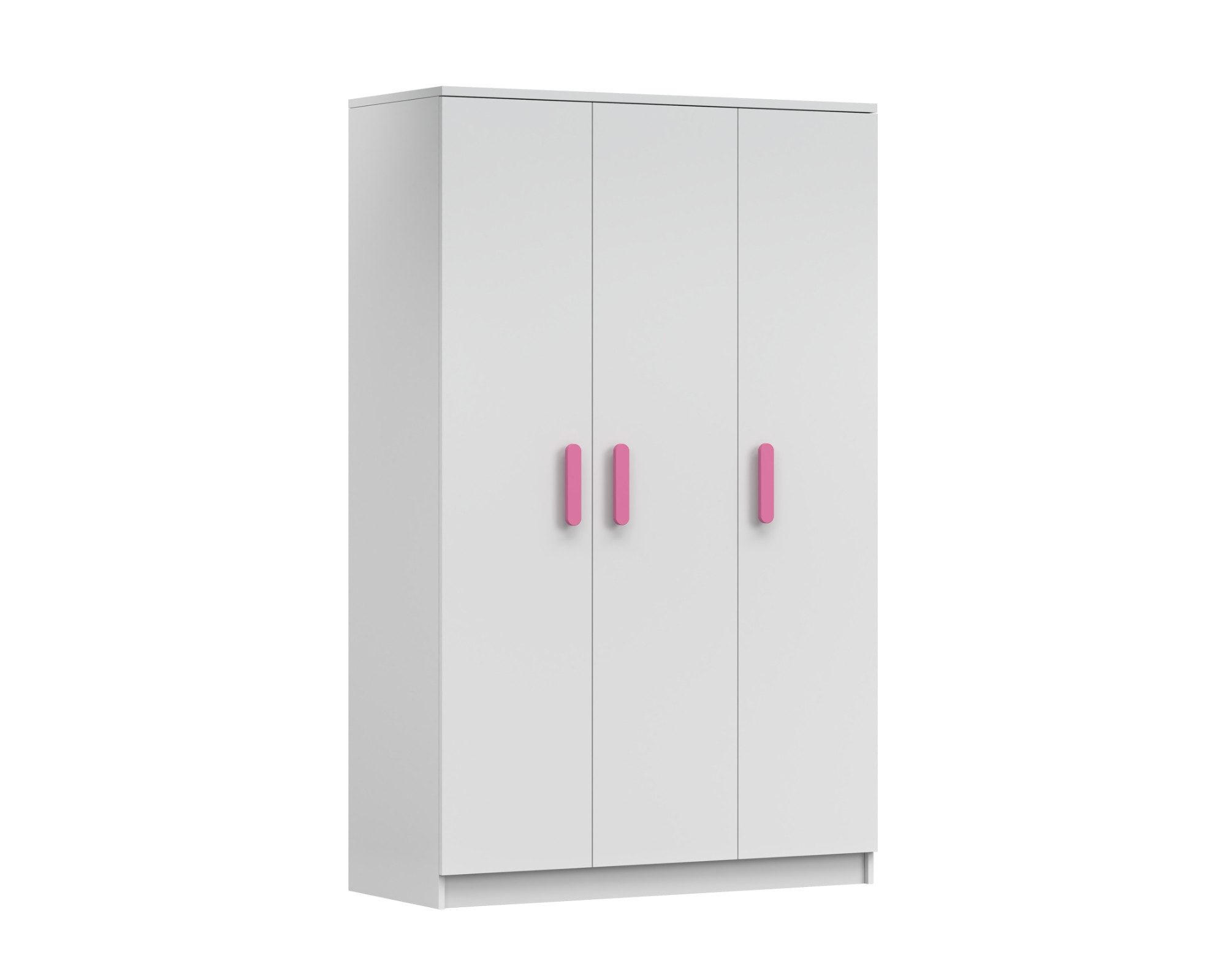 Deine Möbel 24 Kinderkleiderschrank Weiß, Rosa 120x192x50 cm