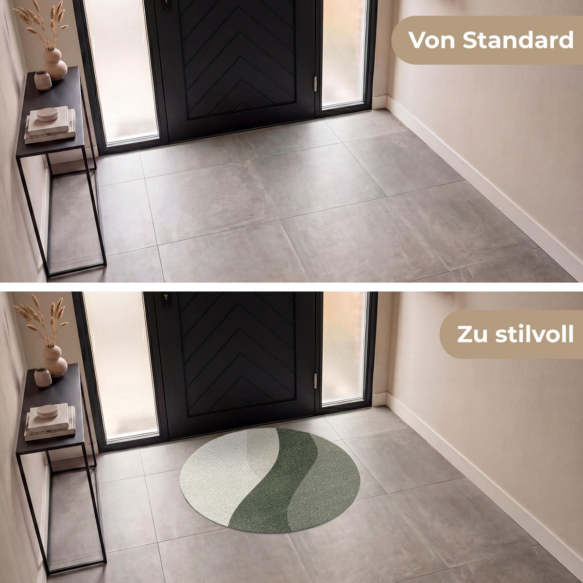 ROHOŽKA Japonsko - Zelená - Abstraktní - Moderní 90x90 cm - olivově zelená, textil/umělá hmota (90/0.4cm) - MuchoWow