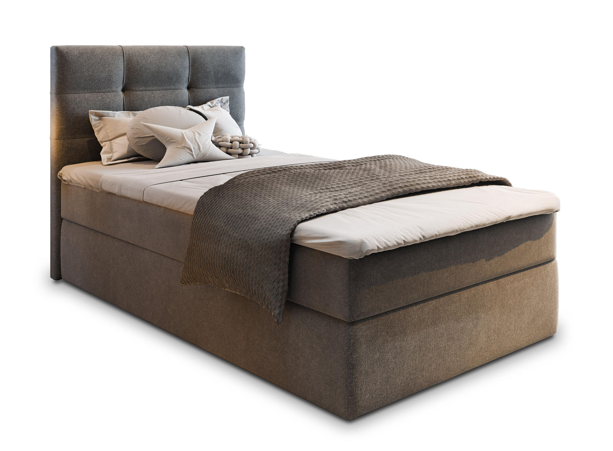 BOXBETT GLOS 80 80x200 cm mit Matratze und Topper - Grau - Grau, Holz (80/200cm) - MASSENO