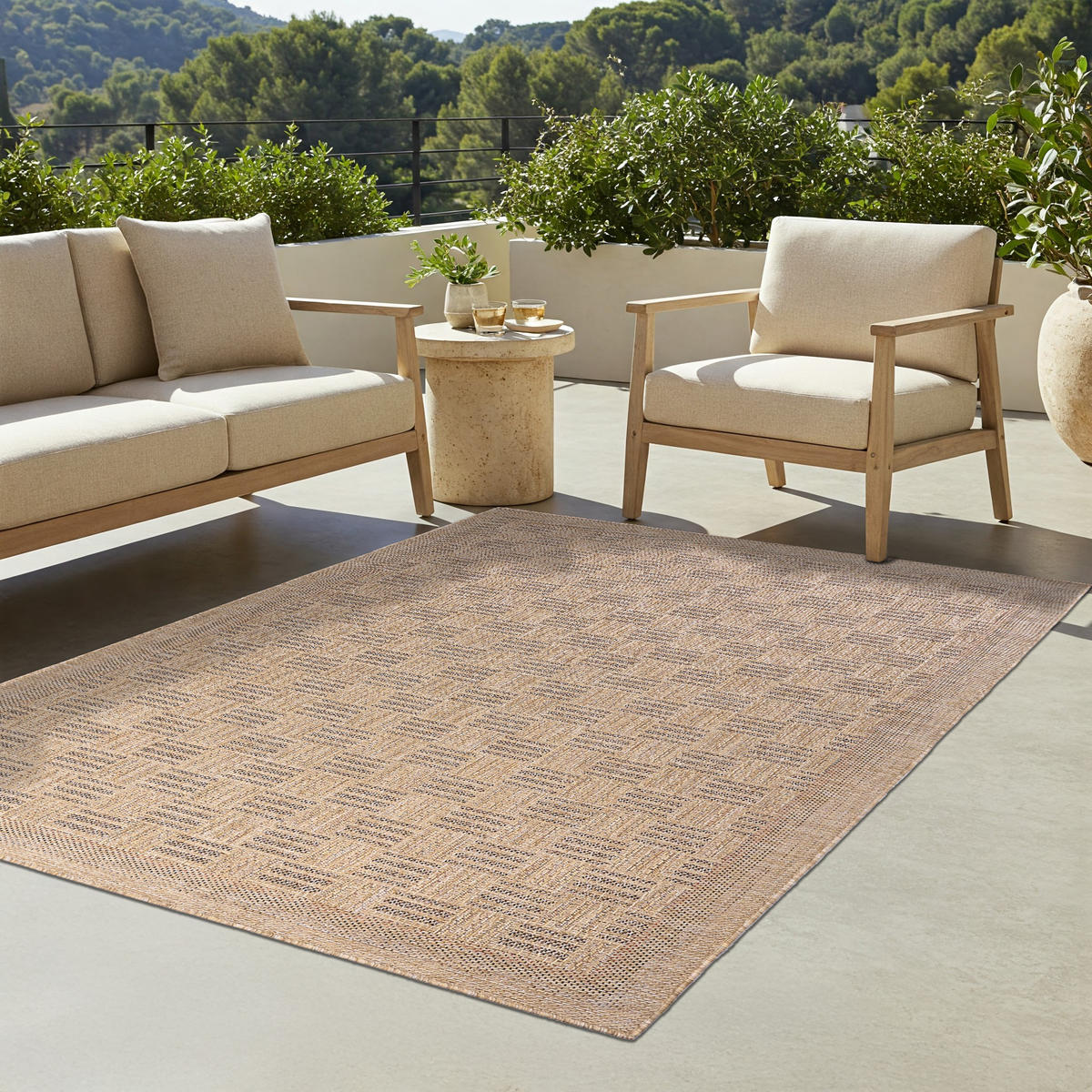 TEPPICH YUCANA Beige Outdoor Flachgewebe 120/170 cm - Beige, Textil (120/170cm) - Tapiso