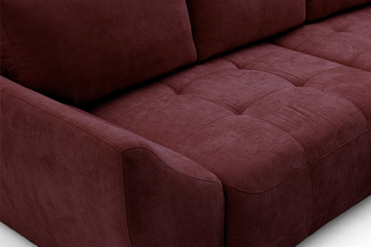 ECKSOFA NICE L Rechts mit Schlaffunktion 137x204 Chenille Rotwein - Schwarz/Dunkelrot, Holz/Textil (165/260cm) - Muffo