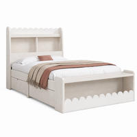 KINDERBETT mit Schubladen, Regal und Sitzbank 90x190 cm Weiß/Eichefarben - Weiß, Holz (90/190cm) - Meubliv