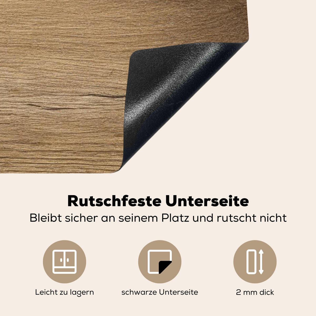 HERDABDECKPLATTE Holz - Braun - Holzoptik Herdabdeckung Induktionsfeld 65x52 cm - Eichefarben, Kunststoff (65/52/0.2cm) - MuchoWow