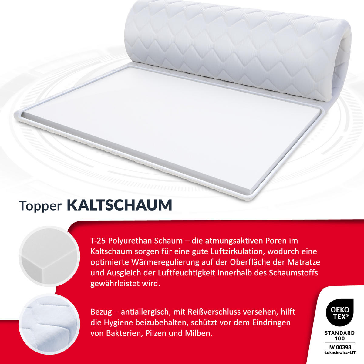 TOPPER Kaltschaum 5 - Weiß, Textil (90/200cm) - FDM