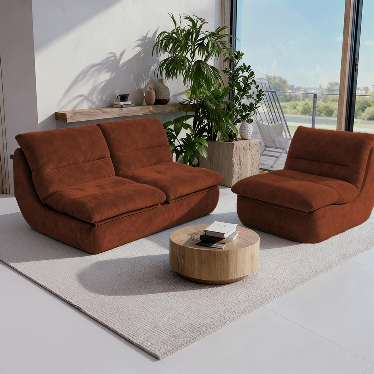 SITZGARNITUR Nuvia Sofa und Sessel Schokolade und Schokolade - Dunkelbraun, Textil (160/73/100cm) - COCO Living