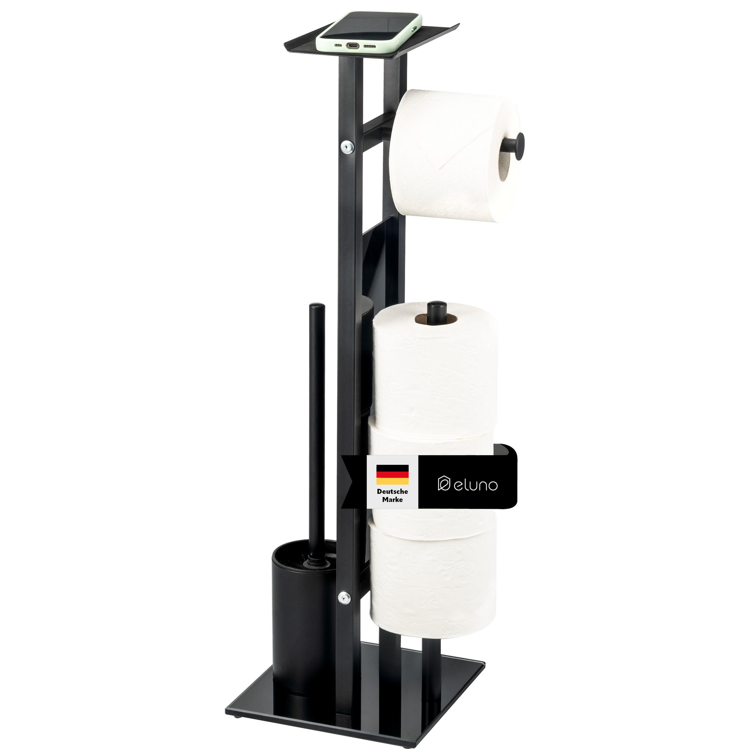 STAND-WC-GARNITUR 4IN1, schwarz - Schwarz, Metall (28/67/20cm) - eluno