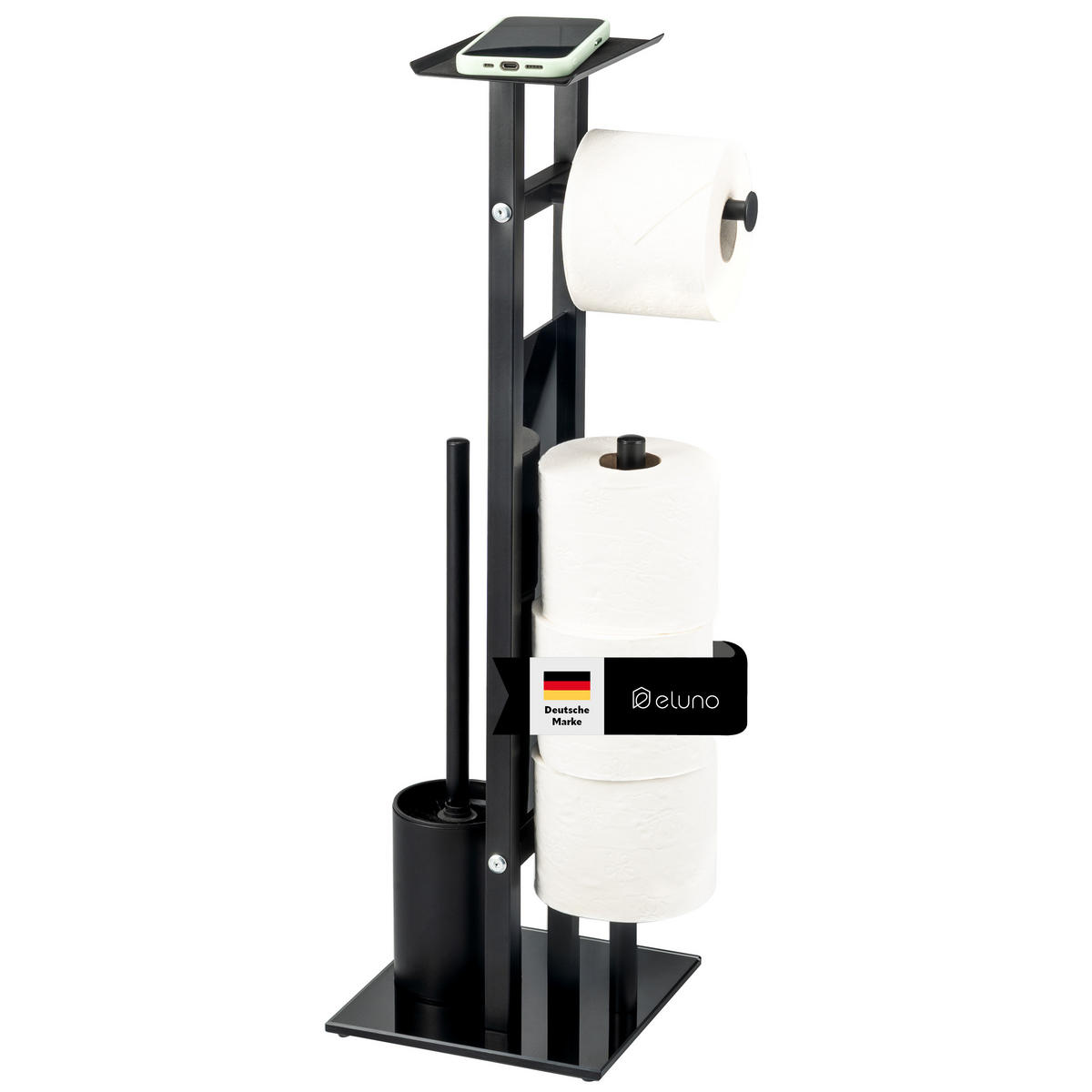 STAND-WC-GARNITUR 4IN1, schwarz - Schwarz, Metall (28/67/20cm) - eluno