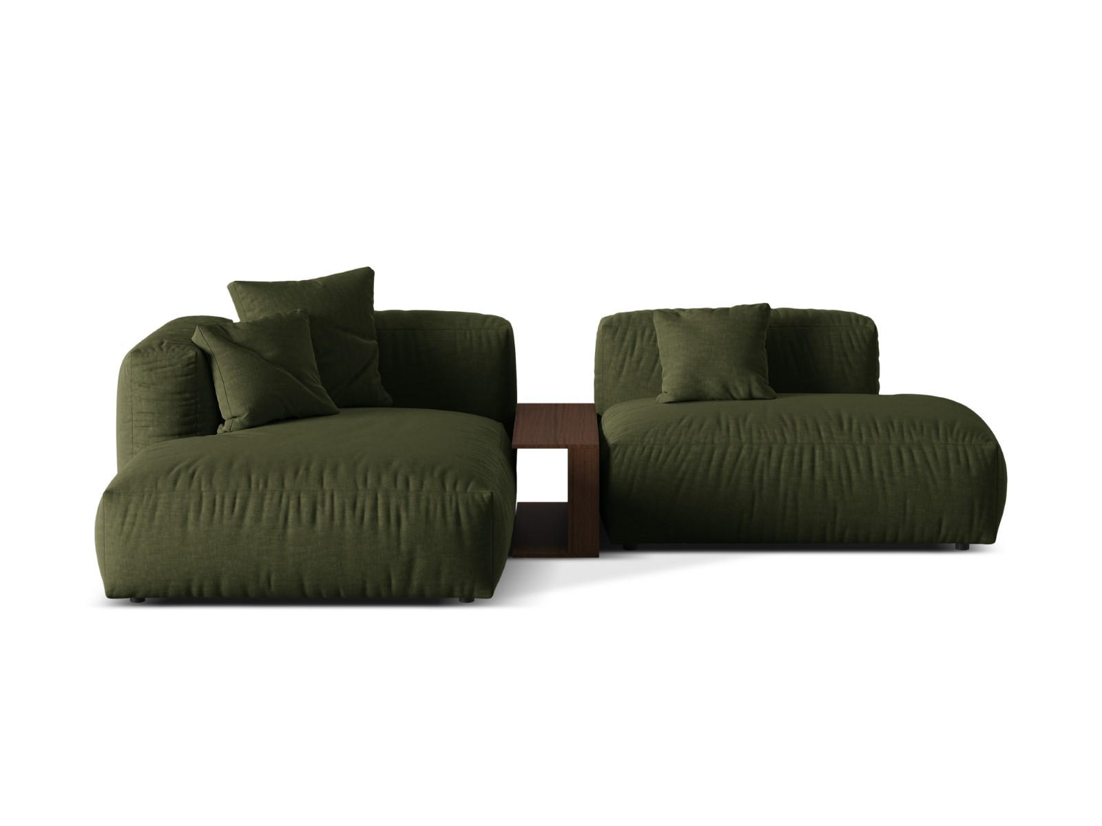 ECKSOFA modular links Martina aus strukturiertem Stoff grün 2 Sitzplätze - Grün, Textil (176/285cm) - Micadoni