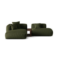 ECKSOFA modular links Martina aus strukturiertem Stoff grün 2 Sitzplätze - Grün, Textil (176/285cm) - Micadoni