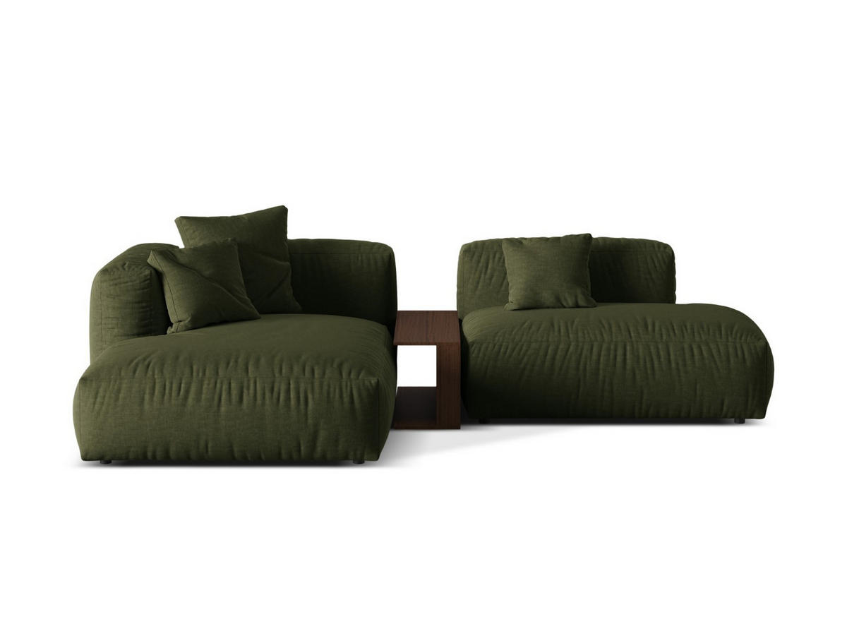 ECKSOFA modular links Martina aus strukturiertem Stoff grün 2 Sitzplätze - Grün, Textil (176/285cm) - Micadoni