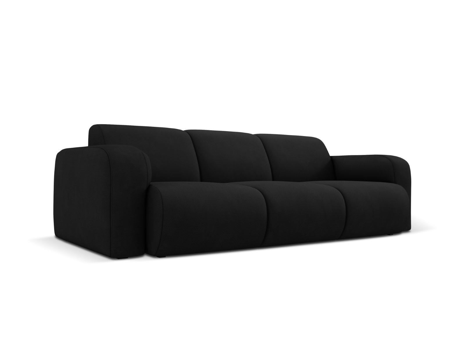 SOFA Molino aus strukturiertem Stoff schwarz 3 Sitzplätze - Schwarz, Textil (95/72/235cm) - Micadoni