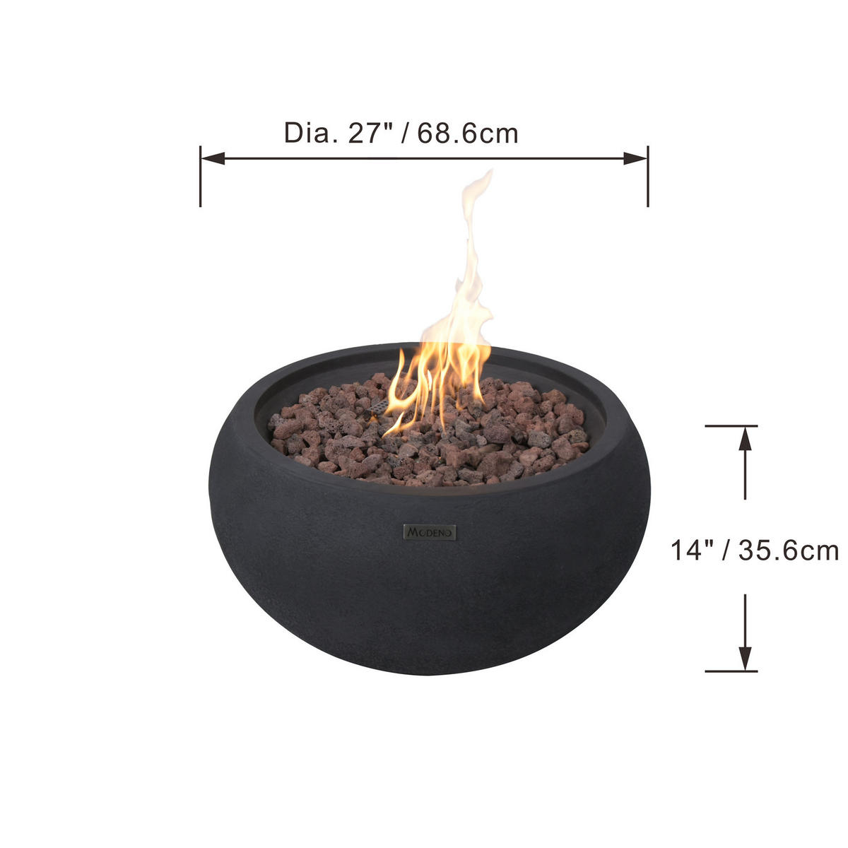 FEUERTISCH York Gasfeuerstelle aus GF-Beton 68/68/36 cm - Schwarz, Naturmaterialien/Stein (68/36/68cm) - Elementi