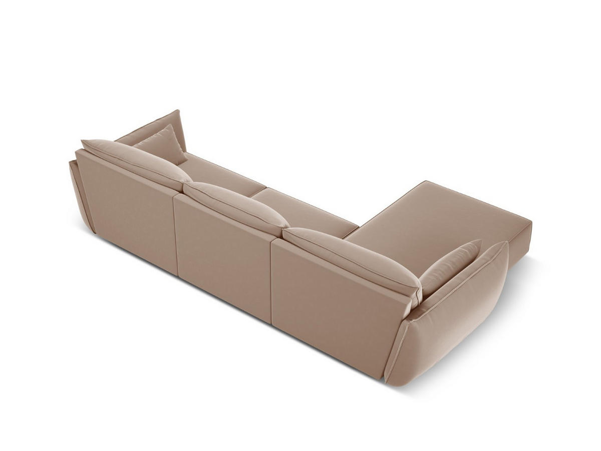 ECKSOFA links Kaelle aus Samt beige 4 Sitzplätze - Beige, Textil (171/308cm) - Micadoni